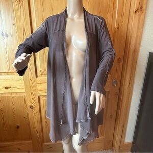 Ronen Chen Womens 10 Art to Wear Lagenlook Open Cardigan Style Top Mocha Brown